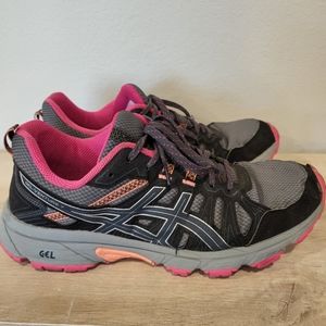Asics Womens Gel Venture 7 1012A476 Gray Lace Up Low Top Running Shoes Size 10.5